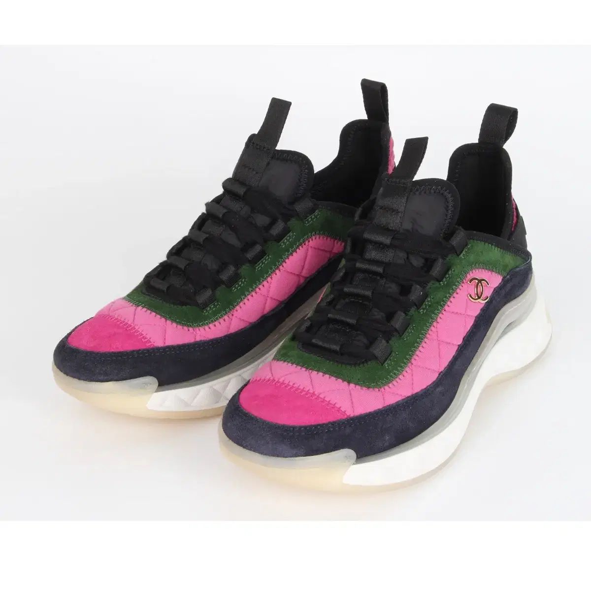 シャネル ミックスファイバー マルチ ゴールド スニーカー 37 240