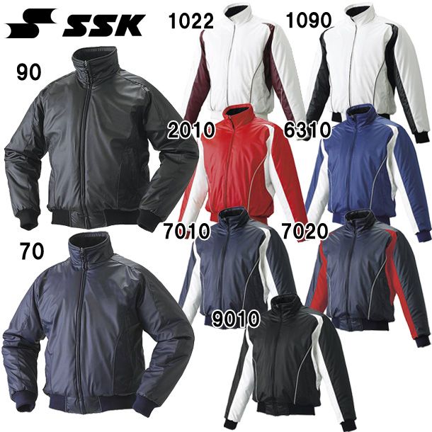  エスエスケイ SSK 蓄熱グラウンドコート・フロントフルZIP・中綿 グラウンドコート 野球用品 (BWG1002)、（2010W）レッド×ホワイト×ホワ コート・ジャケット