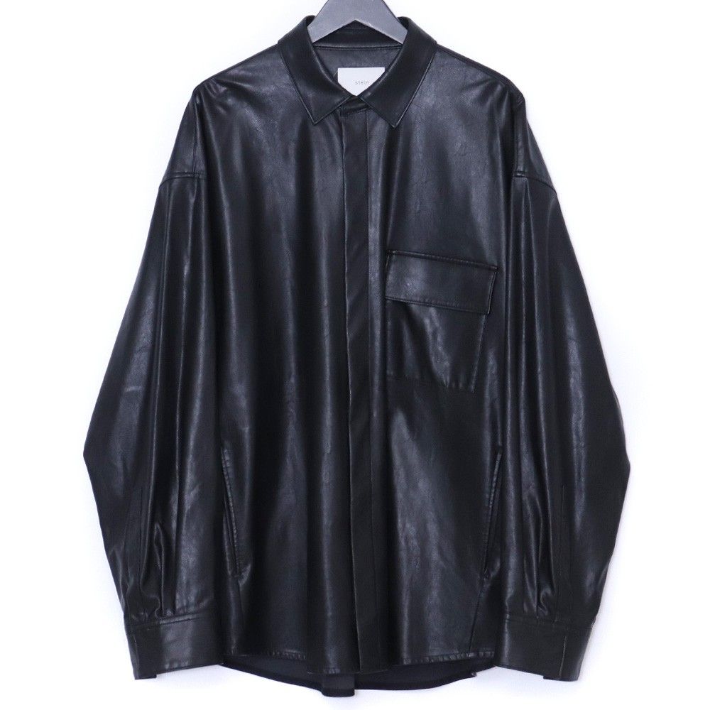 STEIN FAKE LEATHER DOWN PAT SHIRT Mサイズ ブラック ST.230 B