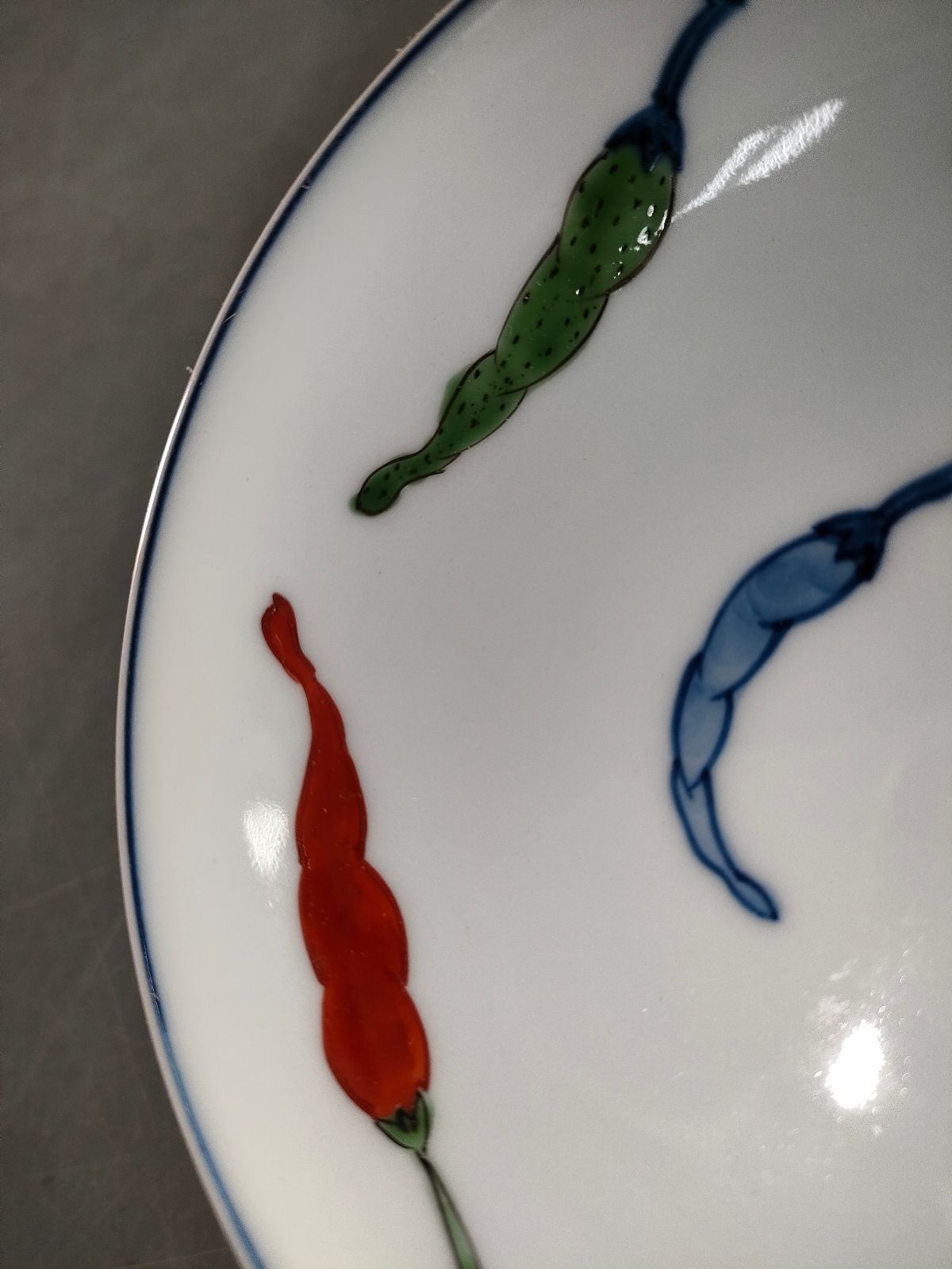S14-5/有田焼/源右衛門窯/染錦胡椒絵取皿5客/共箱/向付/銘々皿/懐石