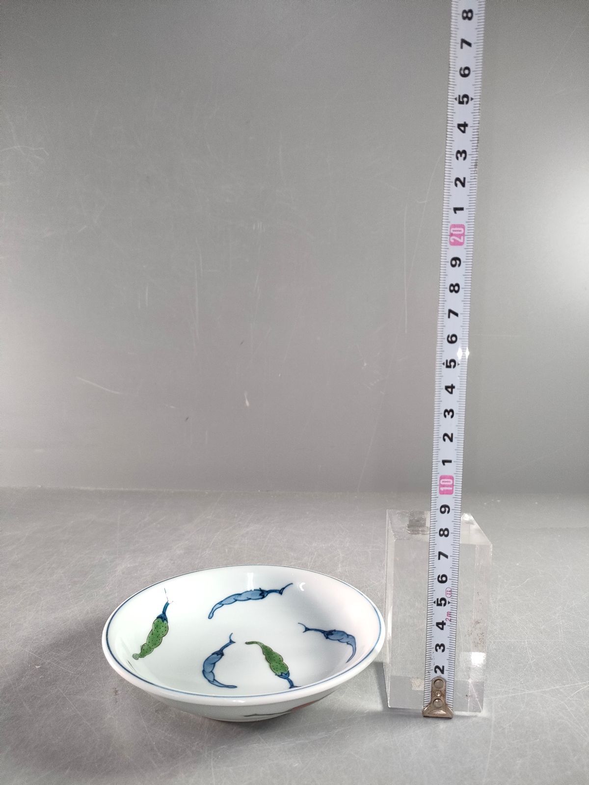 S14-5/有田焼/源右衛門窯/染錦胡椒絵取皿5客/共箱/向付/銘々皿/懐石