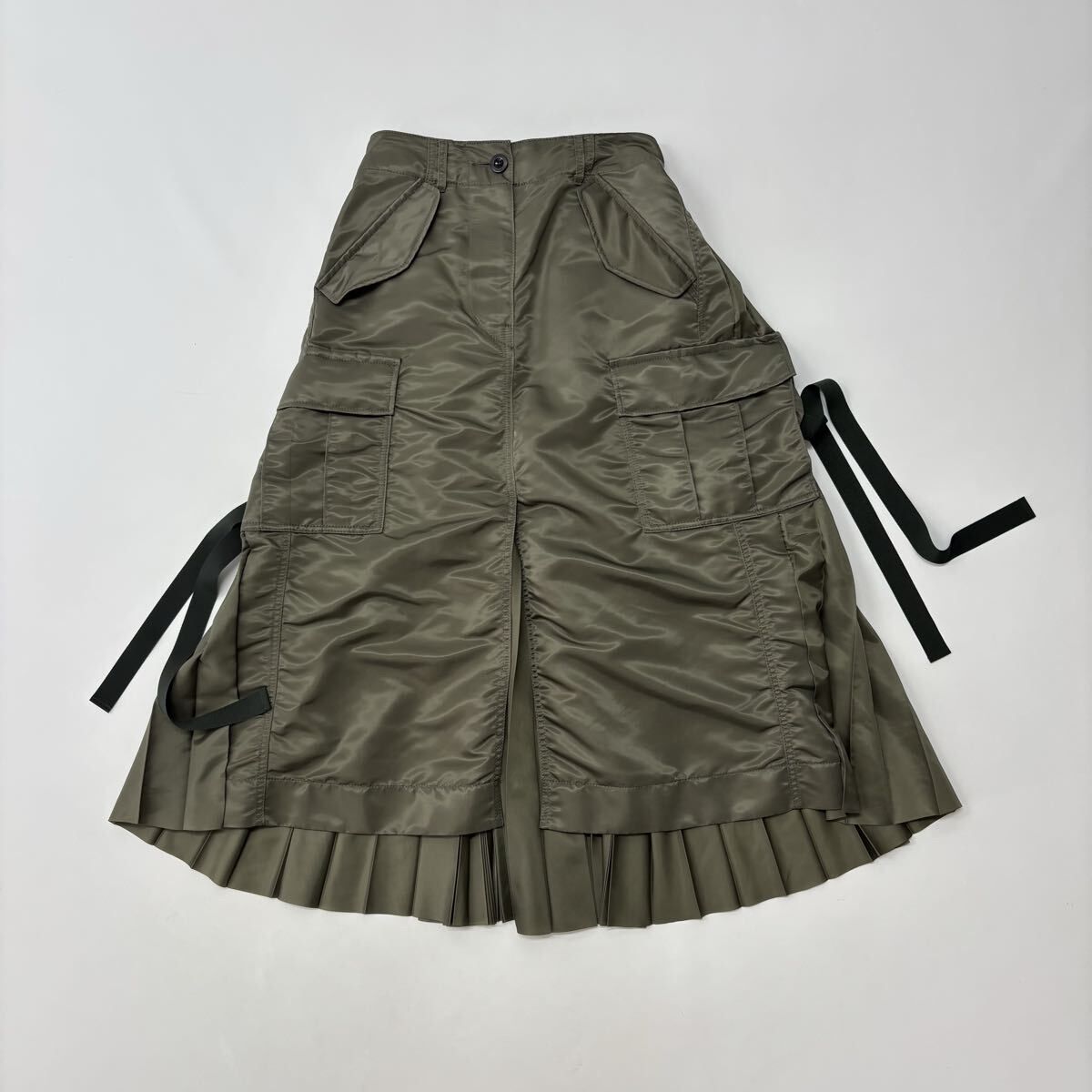 SACAI サカイ NYLON TWILL SKIRT 5036 ドッキング ナイロン ツイル スカート SKIRT MADE IN JAPAN カーキ 系 size 1 711-0100