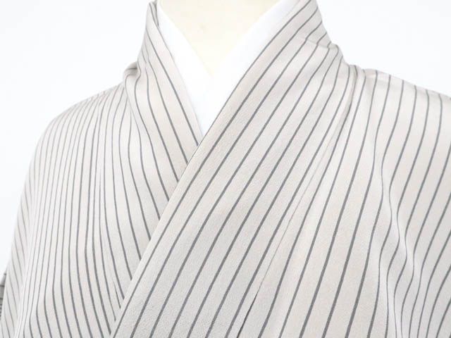 京松 お召 紬 単衣 縞 正絹 身丈約161 5 cm 裄丈65 r 7 z 11 683