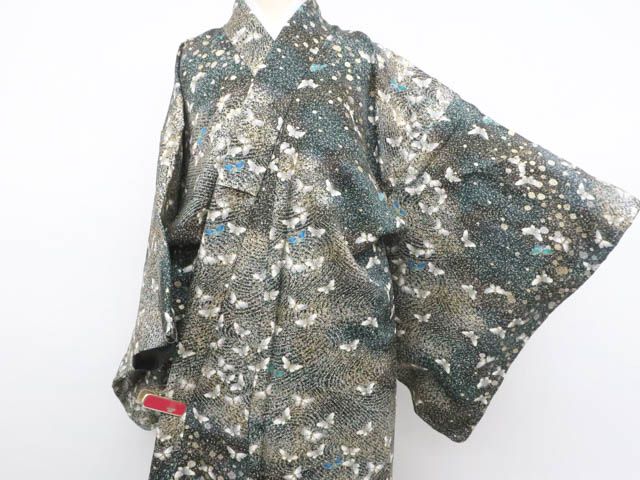 京松 小紋 金銀彩 蝶 正絹 身丈約165 cm 裄丈64 r 7 z 11-686