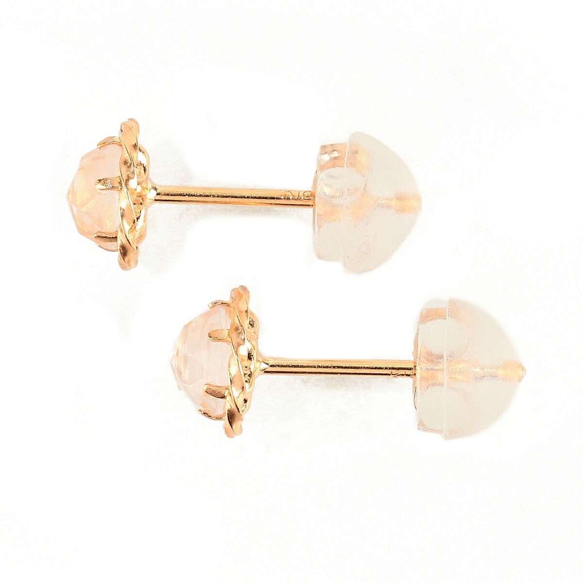 ローズクォーツ ピンクゴールド K 18 PG ピアス