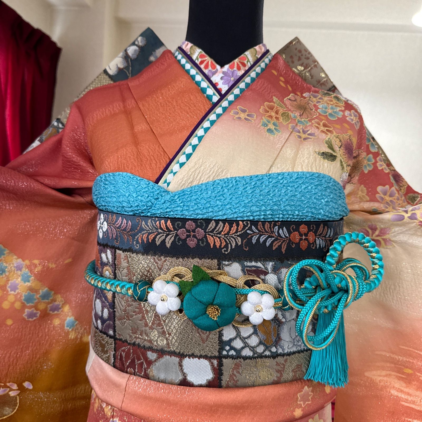 正絹 豪華振袖フルセット 辻が花 京都きもの友禅扱 ガード加工 銀通し 絞りFS 403