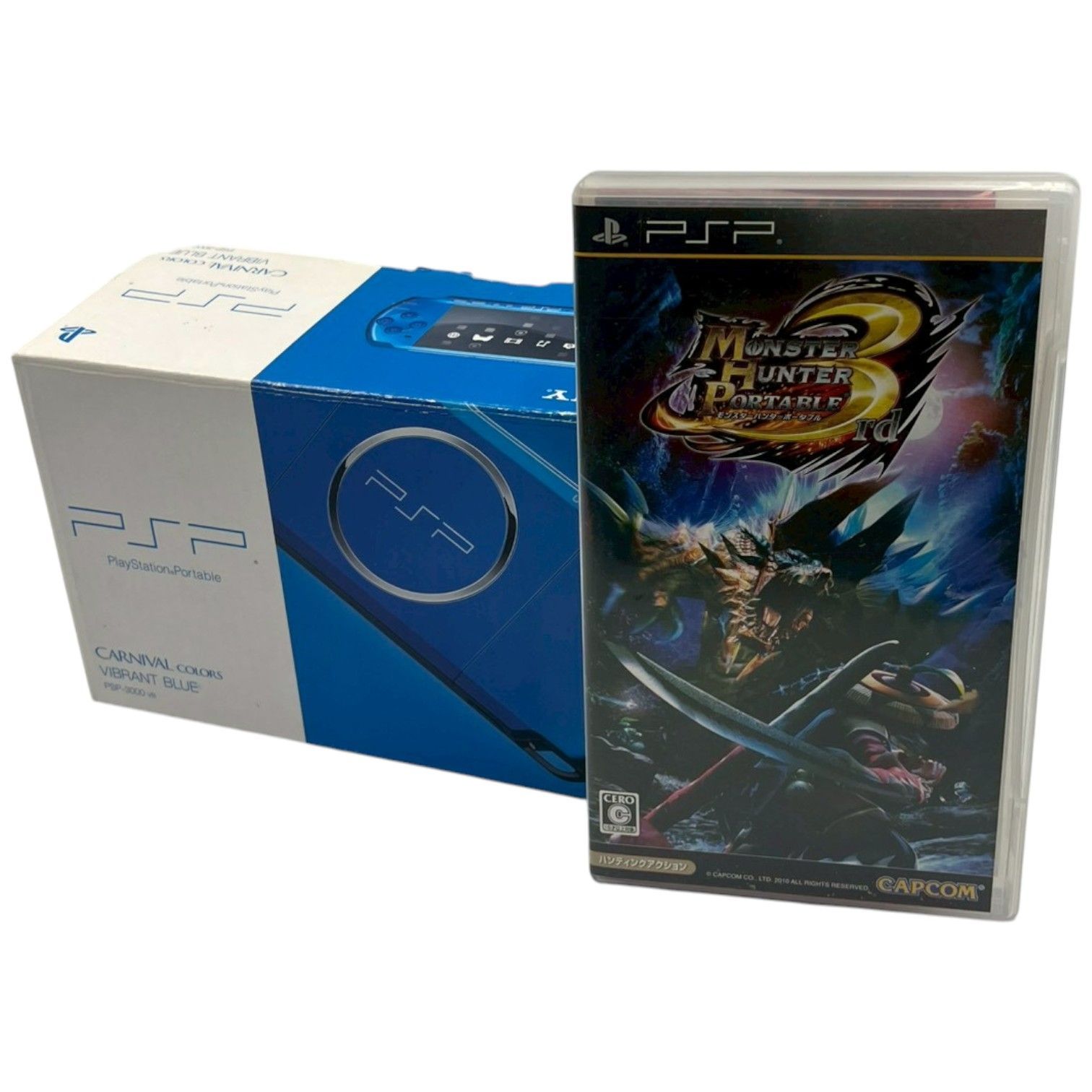 SONY PSP-3000VB PlayStation ゲーム機 PSP バイブラント ブルー き モンハン 3rd カセット ソフト 付き モンスターハンター