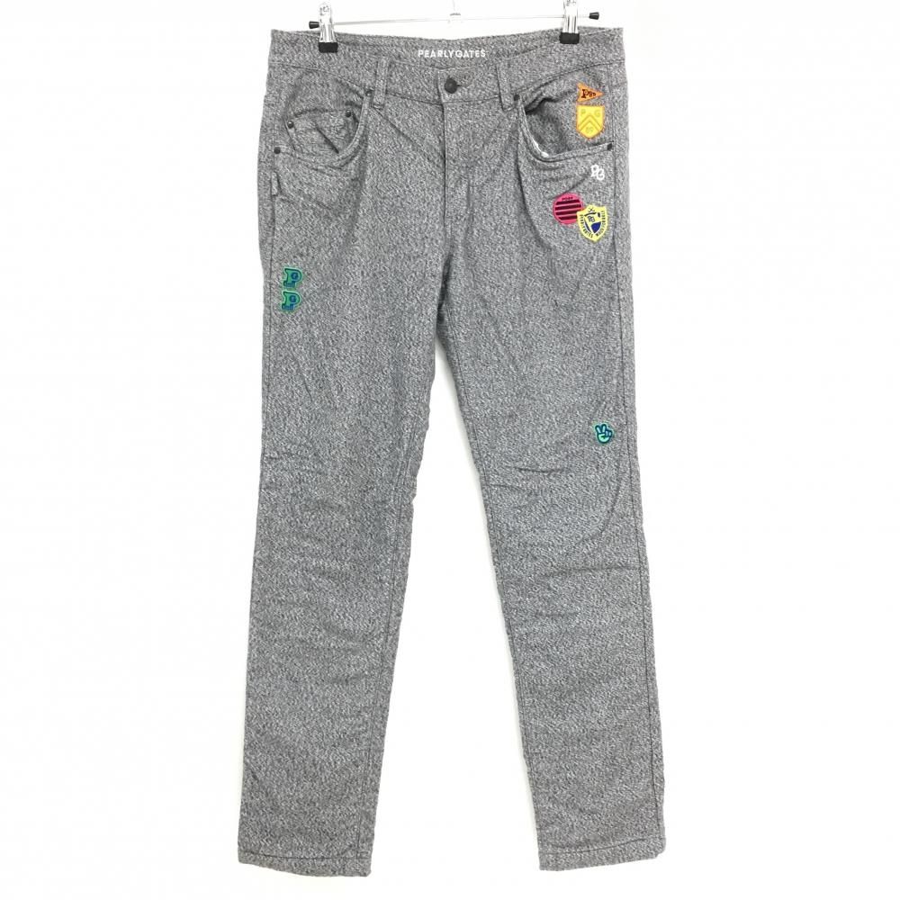 超 パーリーゲイツ パンツ 杢グレー 複数ワッペン 裏起毛 内側30周年 メンズ 5 L ゴルフウェア PEARLY GATES