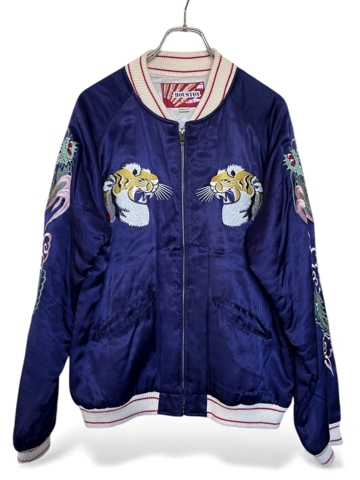 HOUSTON ヒューストン M スカジャン 虎 トラ ネイビー 富士山 TOKYO 東京 Toyo レーヨン アメカジ ビンテージ