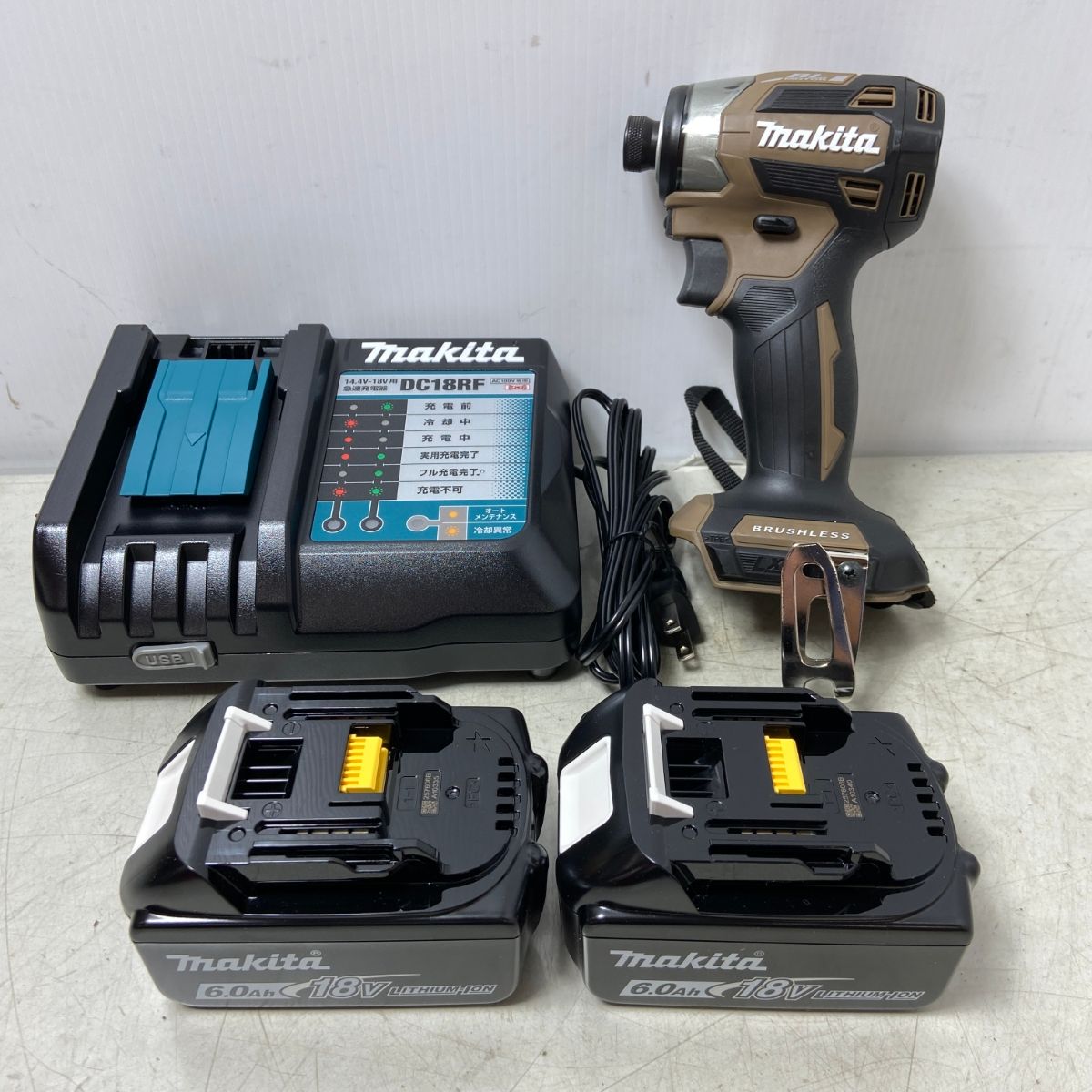 ΦΦMAKITA マキタ マキタ TD173DGXAB フルセット オーセンティックブラウン バッテリBL1860B×2 充電器DC18RF ケース付 18V 充電式インパクトドライバ 色 TD173DGXAB ブラウン
