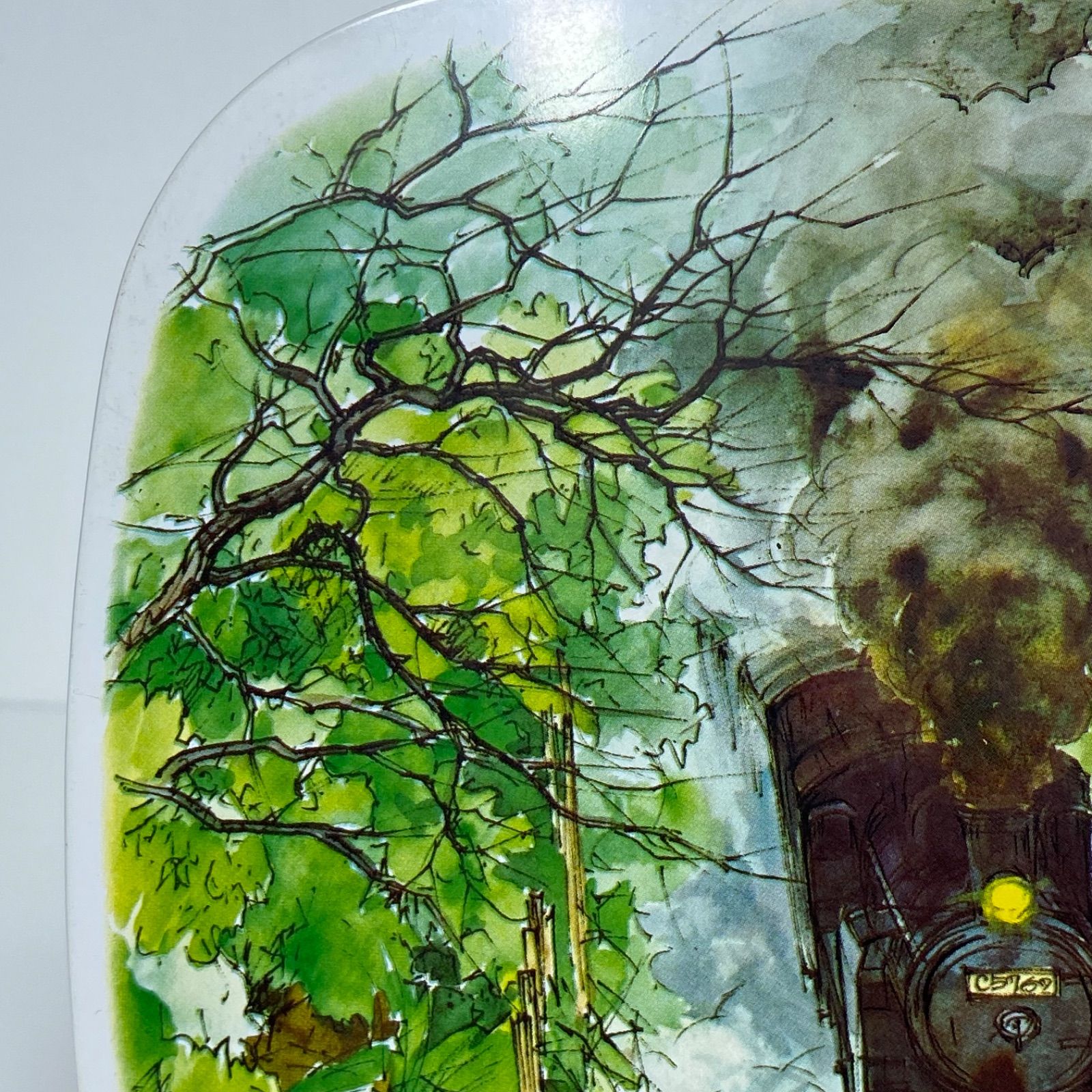 富田利吉郎 作 山陰海岸 絵皿 壁掛けプレート SL 蒸気機関車 山陰本線