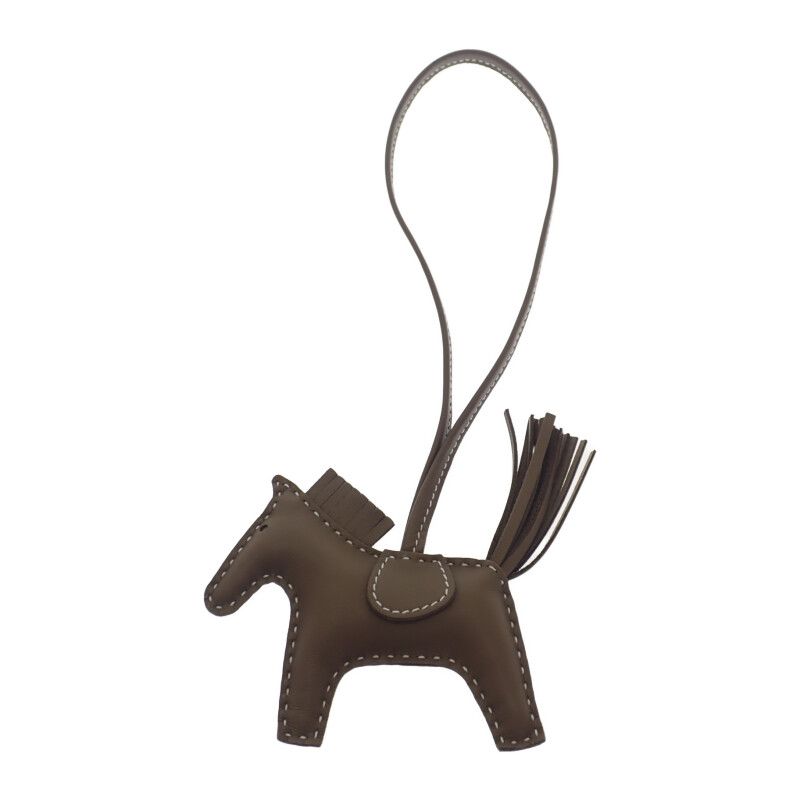 エルメス HERMES ロデオチャームPM W刻印 バッグチャーム ラムスキン エトゥープ アニョーミロ レディース Aランク