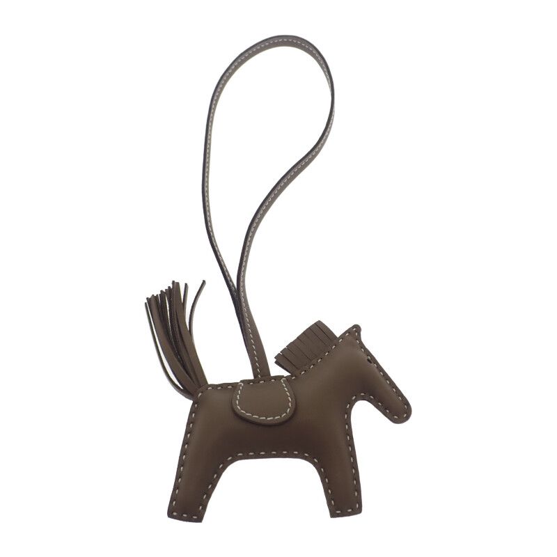 エルメス HERMES ロデオチャームPM W刻印 バッグチャーム ラムスキン エトゥープ アニョーミロ レディース Aランク