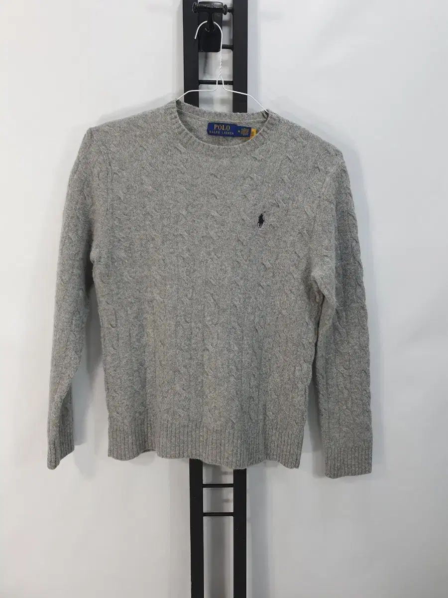 ポロラルフローレン ケーブル編み ニット ケーブル ラウンド ウール セーター グレー 新モデルタブ m