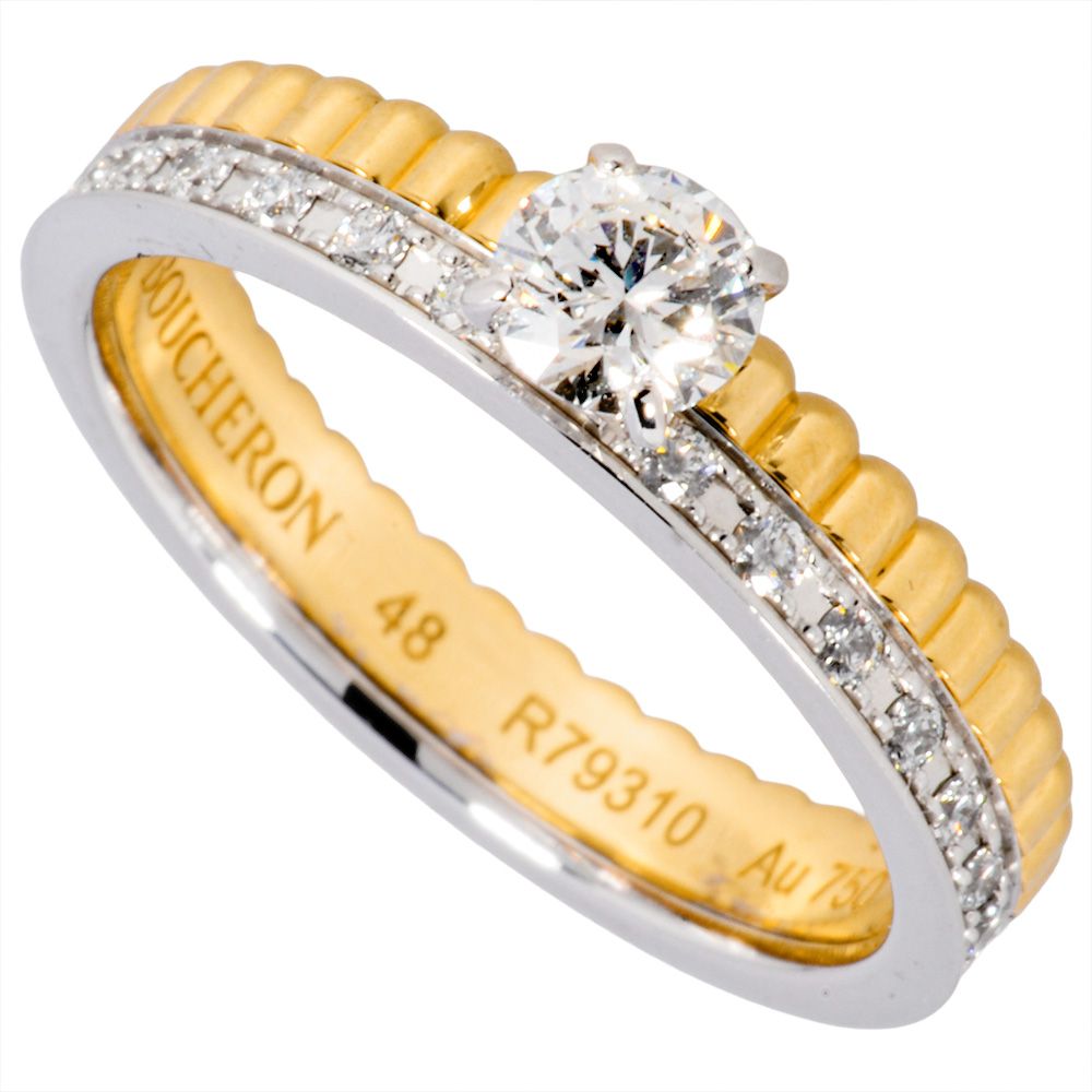 ブシュロン BOUCHERON キャトル ラディアントソリテール リング 指輪 ダイヤモンド 0.21ct 48 JSL00322 K18YG 3.4g F VVS2 3EX レディース