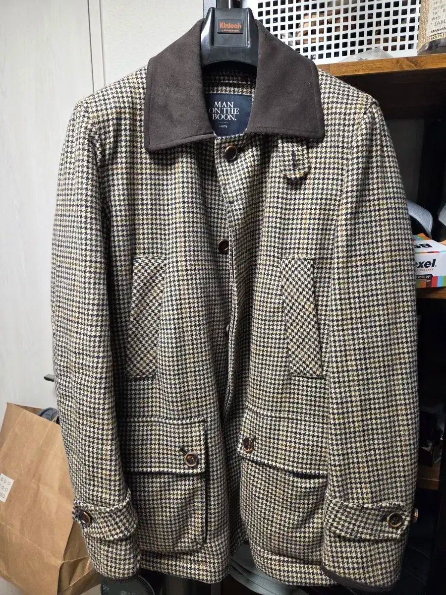MAN ON THE BOON ハウンドトゥース CHECK ジャケット