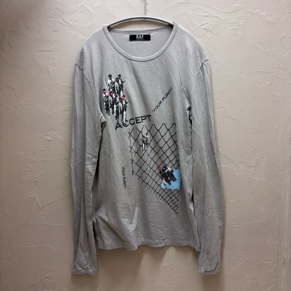 RAF BY RAF SIMONS ラフバイラフシモンズ Graphic Long Sleeve Top 長袖Tシャツ グレー size M 代官山A11