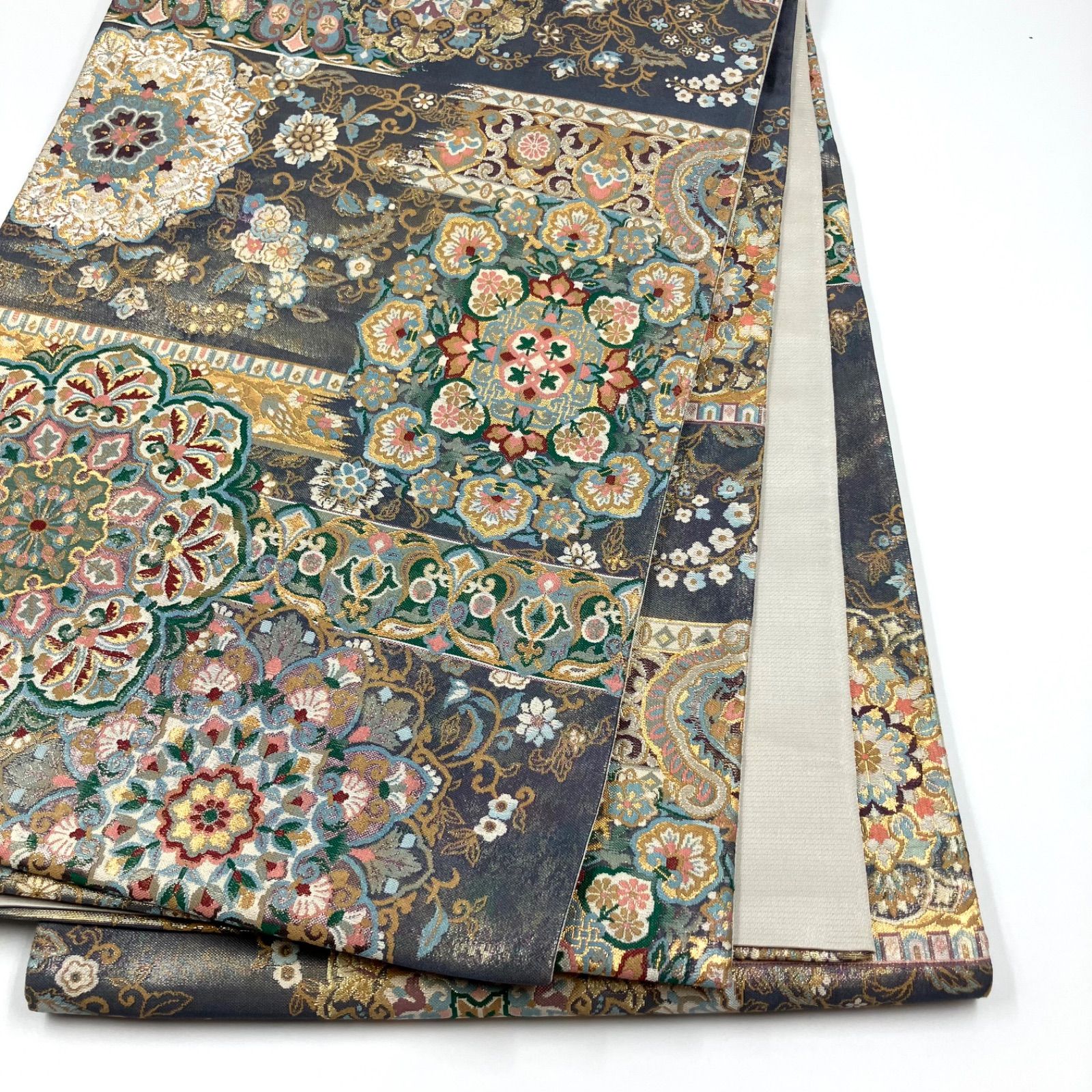 袋帯 正倉院文様 華文 金糸