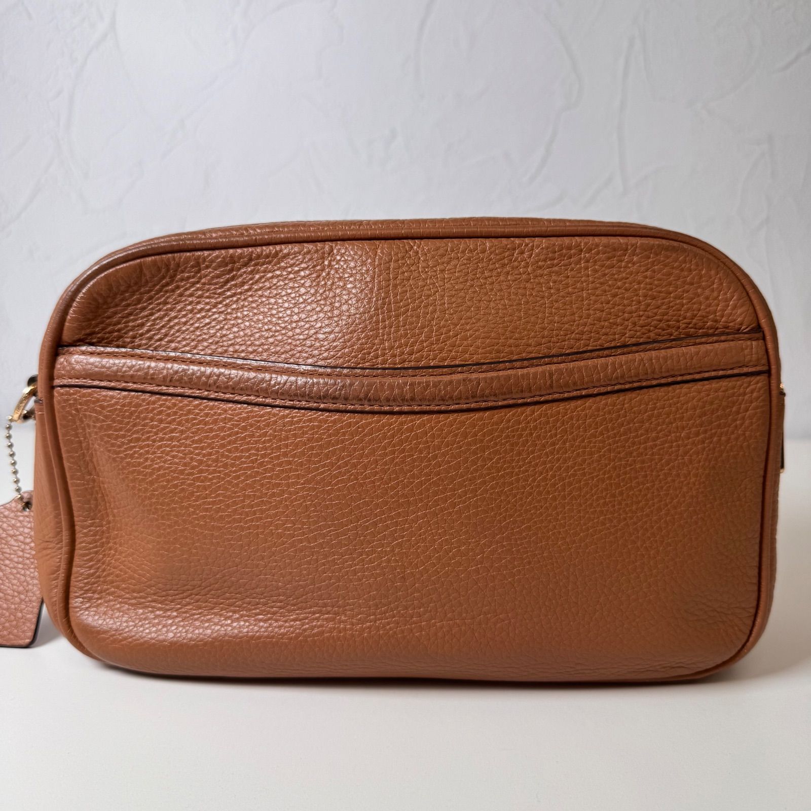 美品 COACH コーチ ショルダーバッグ カメラバッグ 型押し シボ革 