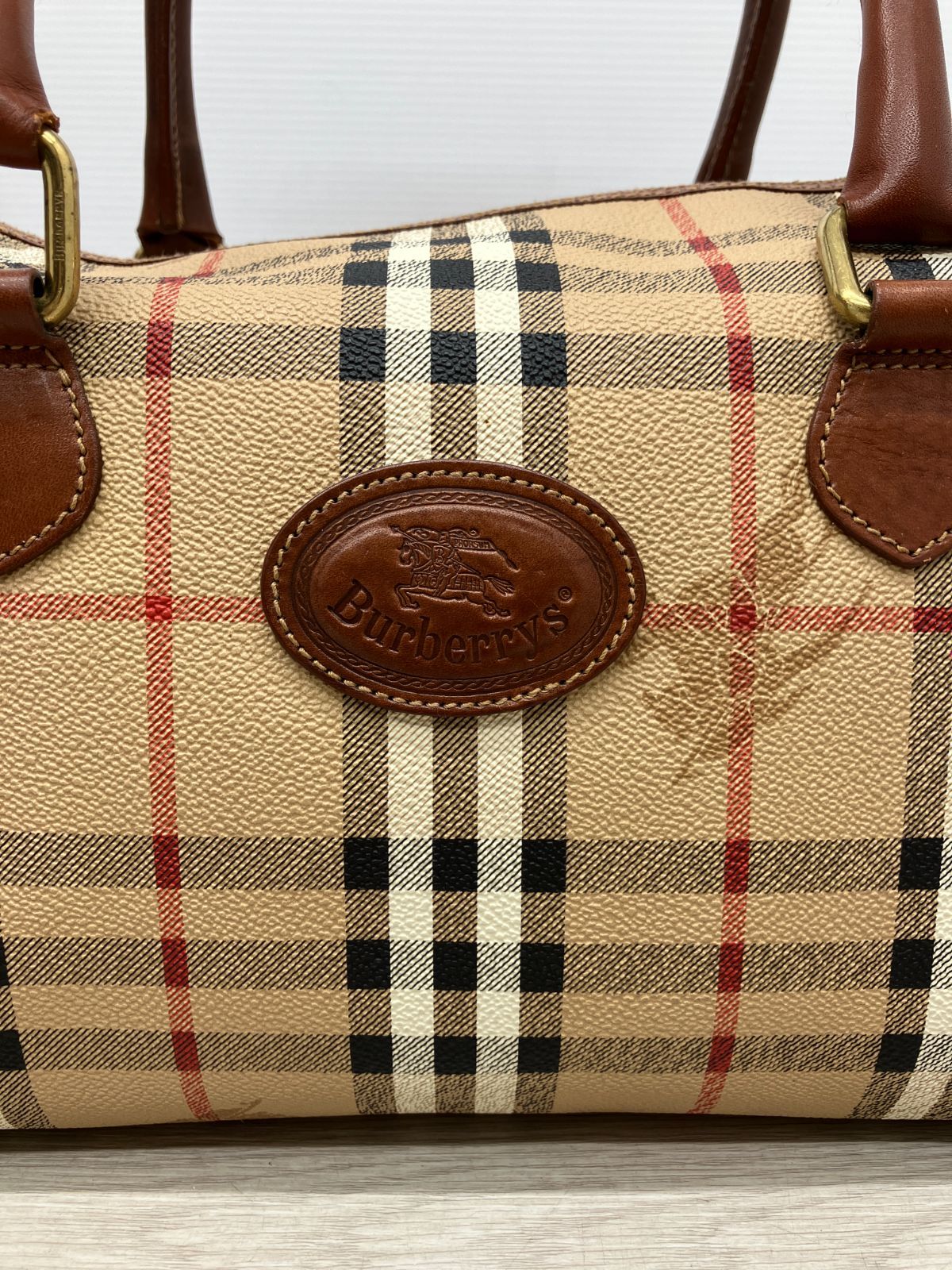 Burberrys ノバチェック ミニボストンバッグ ホースロゴ C11-35 T