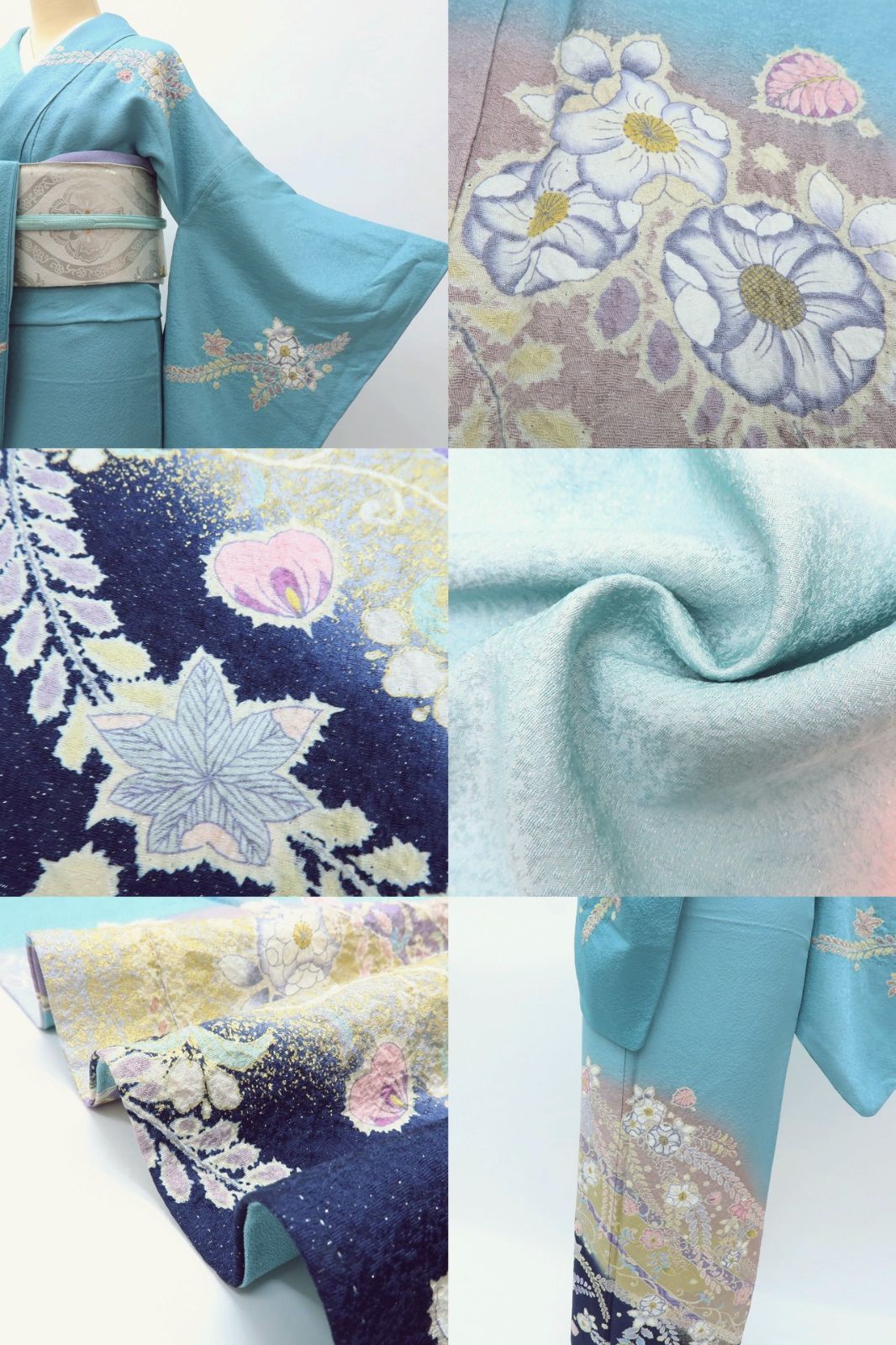 m2078＊正絹 作家物落款 辻が花 絞り 手縫い仕立て 訪問着 m2078