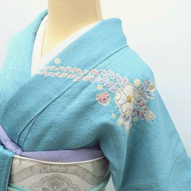 百華❀Y3930◇作家物落款 辻が花 絞り 銀通し 手縫い 正絹 訪問着 着物