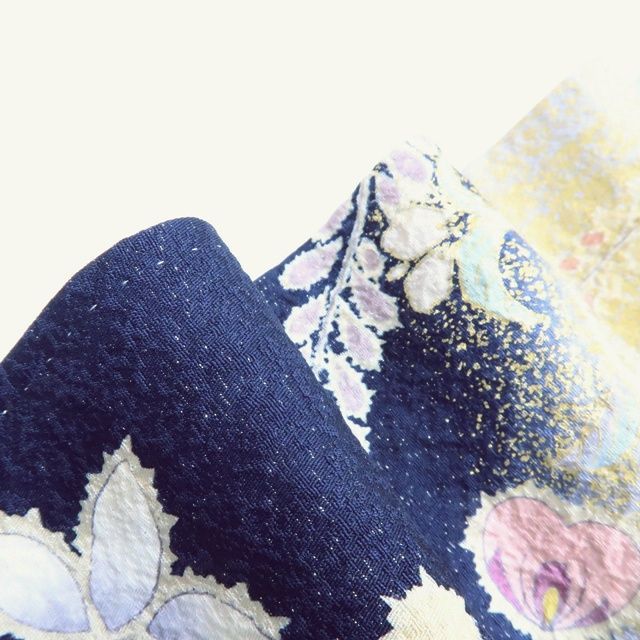 百華❀Y3930◇作家物落款 辻が花 絞り 銀通し 手縫い 正絹 訪問着 着物