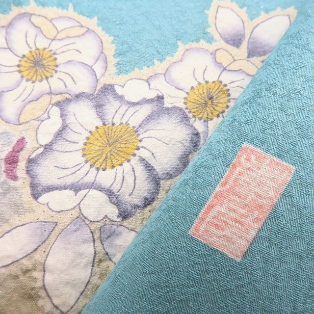 百華❀Y3930◇作家物落款 辻が花 絞り 銀通し 手縫い 正絹 訪問着 着物