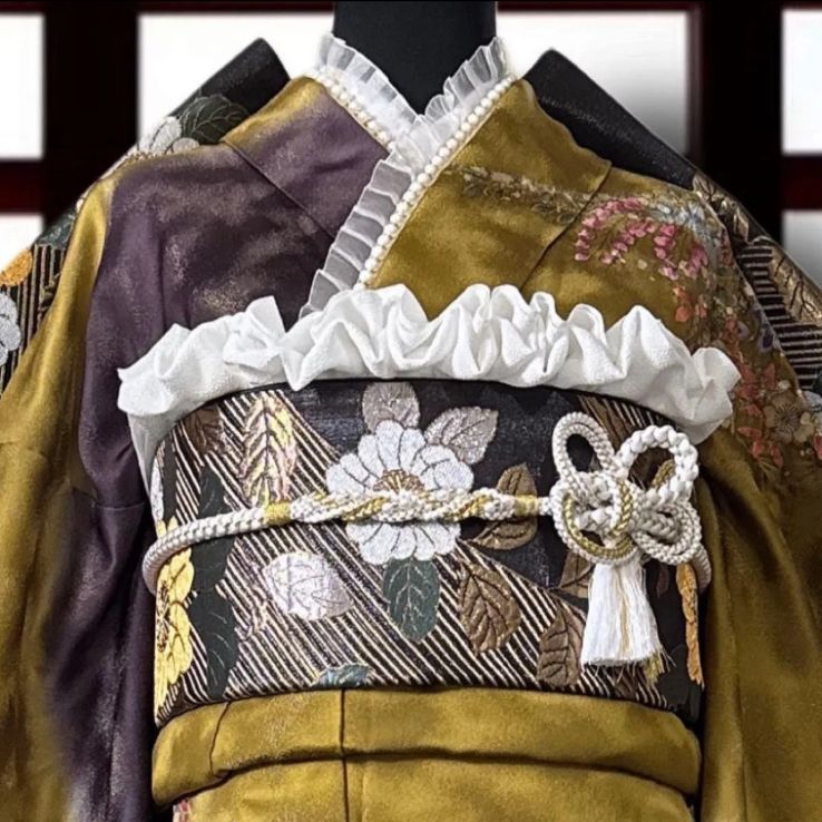 振袖フルセット(7点)・辻が花・絞り・金通し地・兎・正絹・地紋・逸品