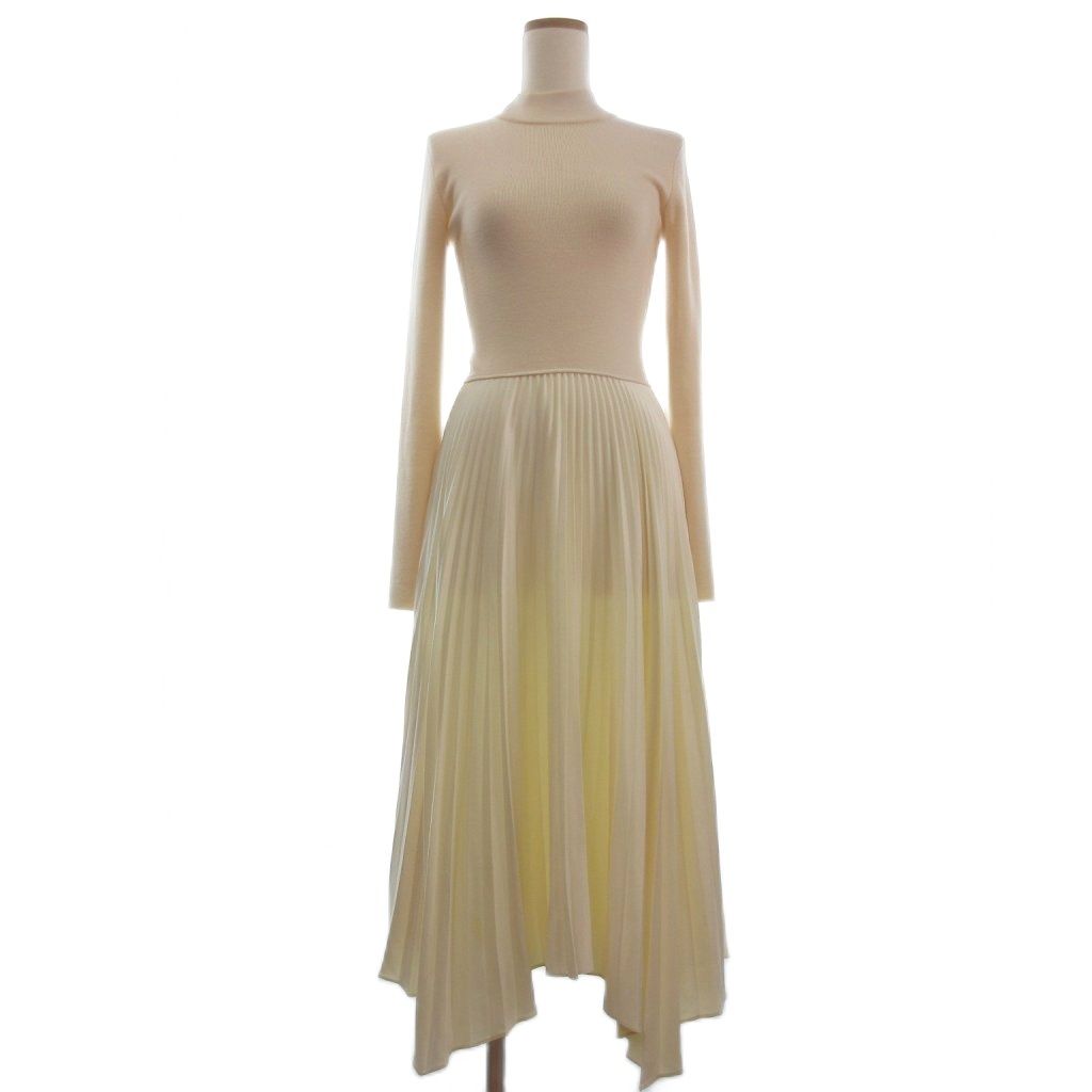 ポロ ラルフローレン POLO RALPH LAUREN ワンピース ロング プリーツ ハイネック ニット カシミヤ混 長袖 XS アイボリー