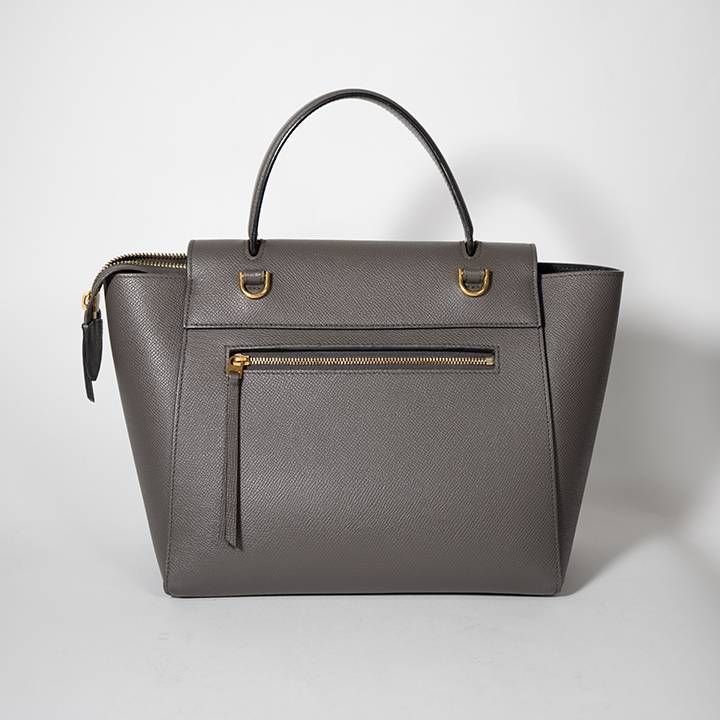 CELINE セリーヌ ベルトバッグ マイクロ グレー ゴールド金具 ハンドバッグ レディース ショルダーベルト