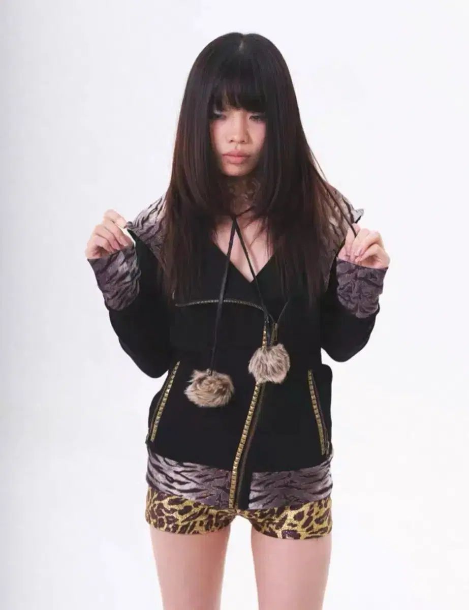 JELLYFISH24 フード ジップアップ ピンク レオパード レオパード ギャル y2k ヴィンテージ