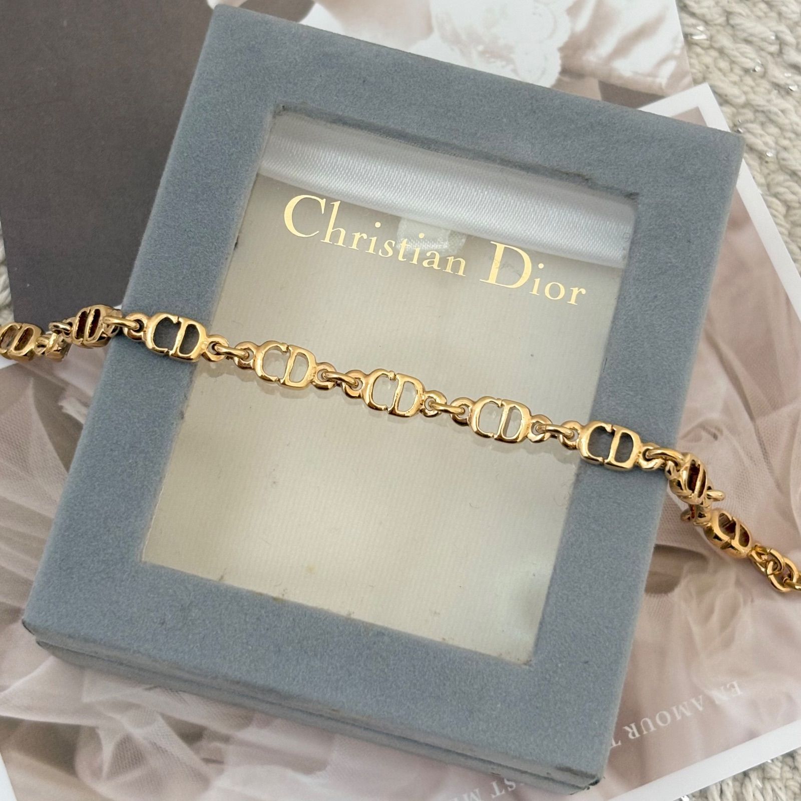 箱付き】【極美品】クリスチャンディオール ブレスレット CDロゴ