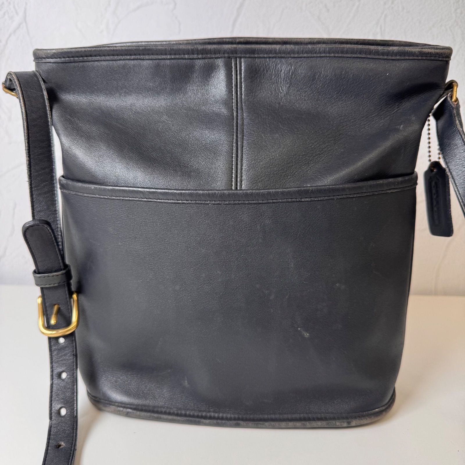 オールドコーチ　ミラー付き　ポーチ　 良品　ブラック　グラブタンレザー オールドコーチ ミラー付き ポーチ 良品 ブラック グラブタンレザー