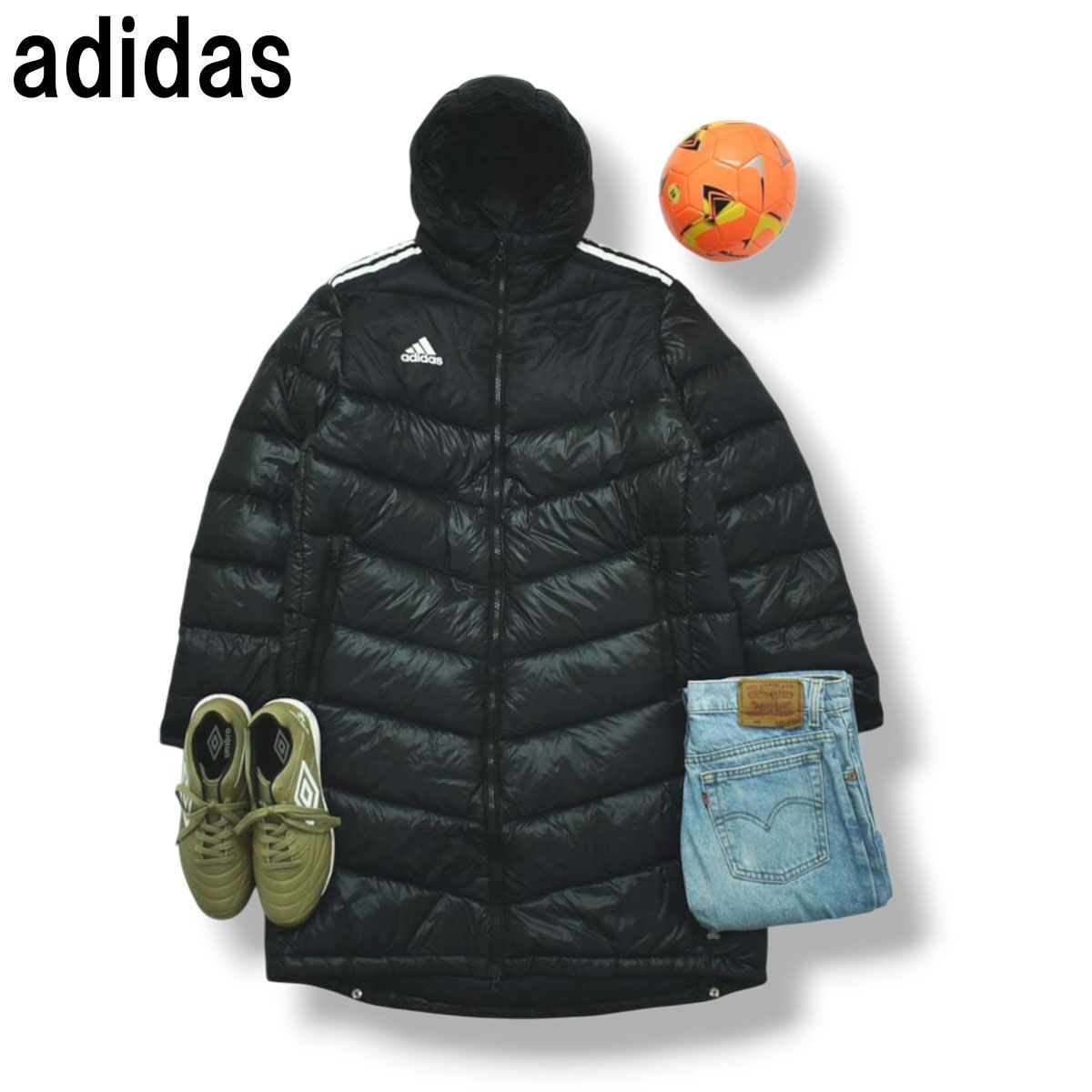 極暖】 アディダス adidas フーデット キルティング ダウン ベンチ 