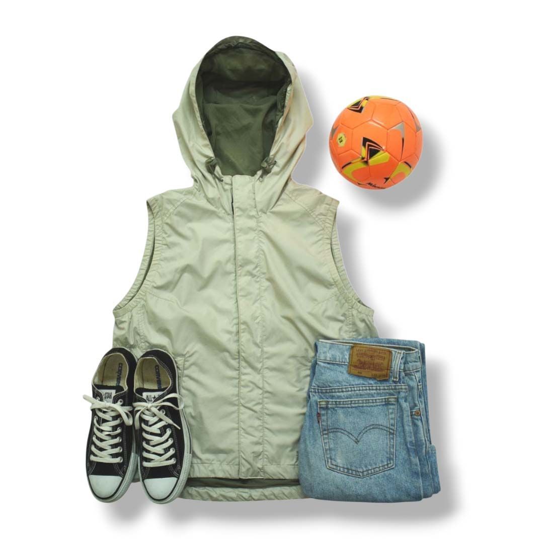 人気 00s ヴィンテージ ナイキ エーシージー NIKE ACG アウター レイヤー OUTER LAYER 3 フーデット ウィンド ベスト 裏地 メッシュ L ライトオリーブ レディース