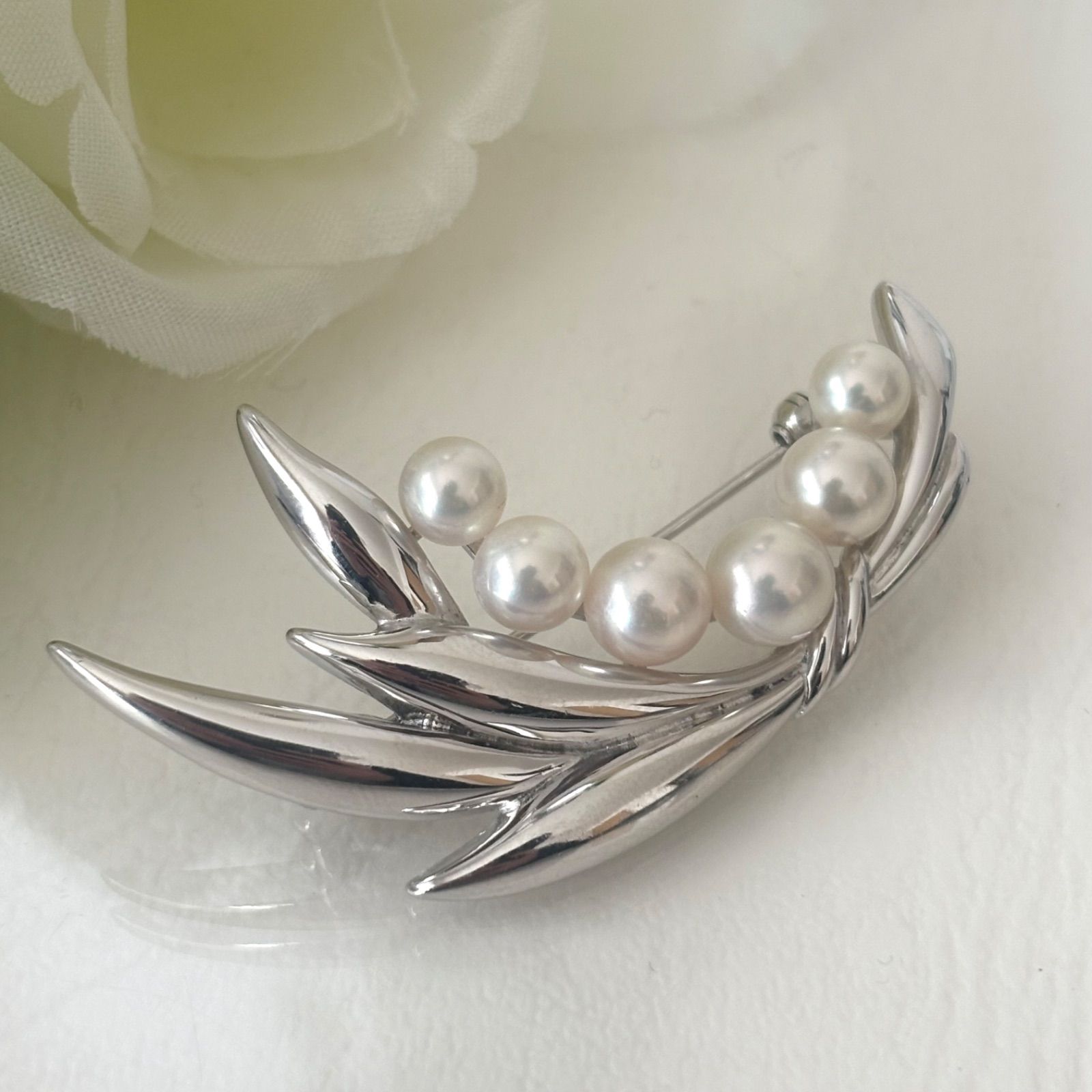 290 ミキモト シルバー パール ブローチ