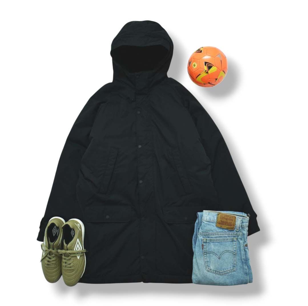 暖 ナイキ NIKE インシュレイテッド パーカー ウィンド コート コットン x ナイロン 混紡 裏地 中綿 キルティング x フリース M ブラック スポーツ ストリート カジュアル メンズ