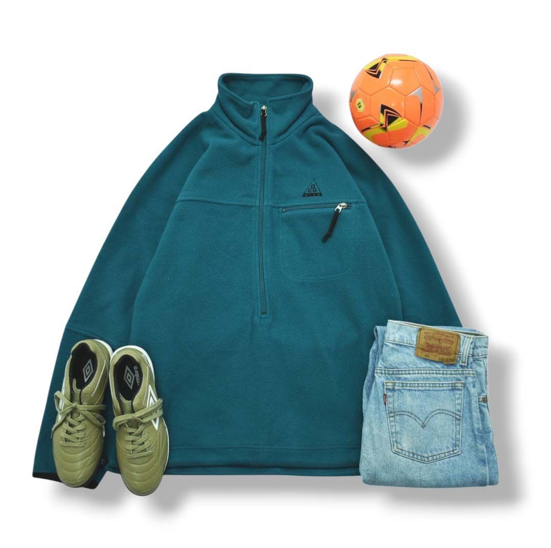 90s NIKE ACG ナイキ ハーフジップ プルオーバー フリース 茶色 M