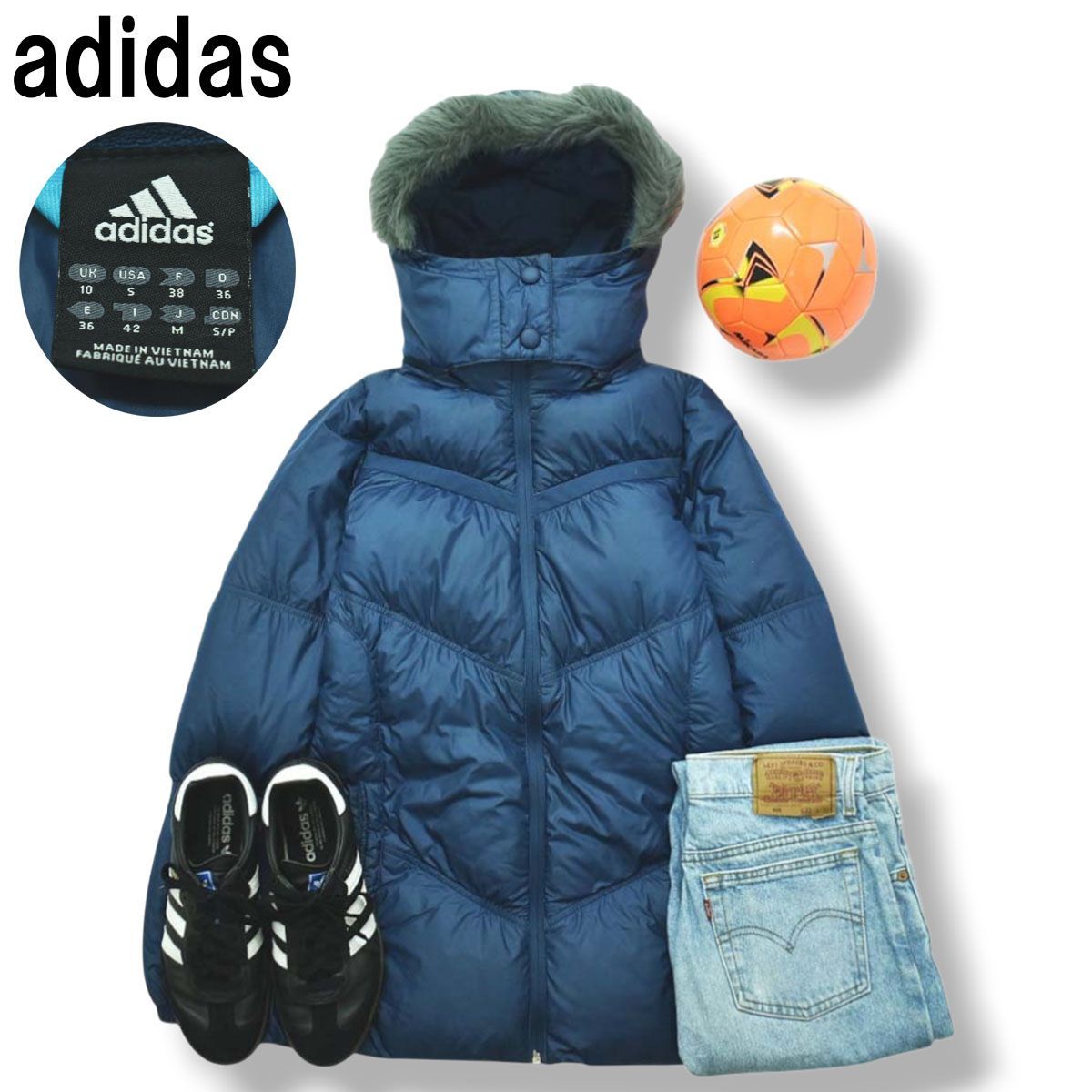 アディダス adidas フーデット ファー キルティング ダウン ジャケット 