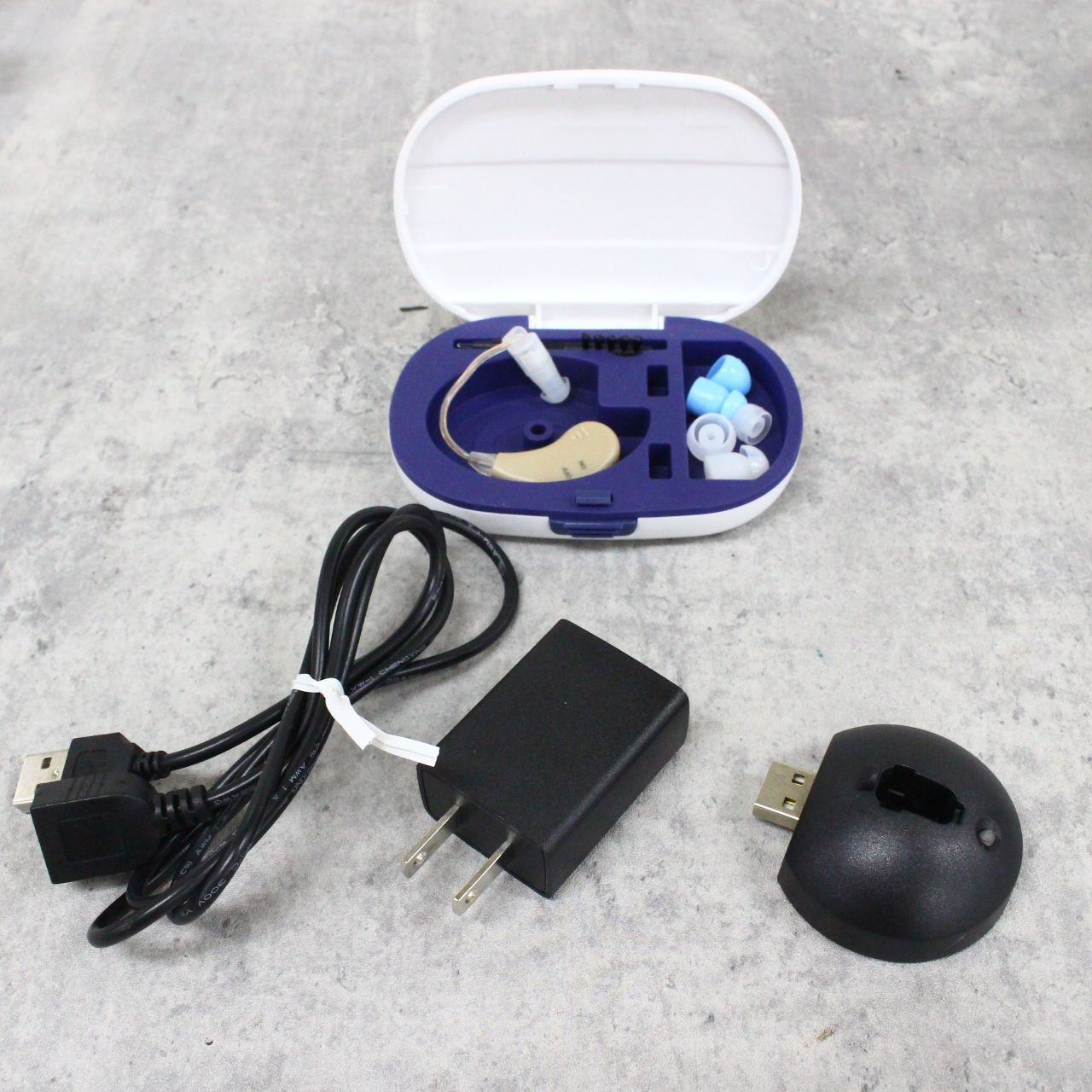 行董 動作 済 耳穴型充電式集音器 楽ちんヒアリングSA 01&楽ちんヒアリング ASS1035M