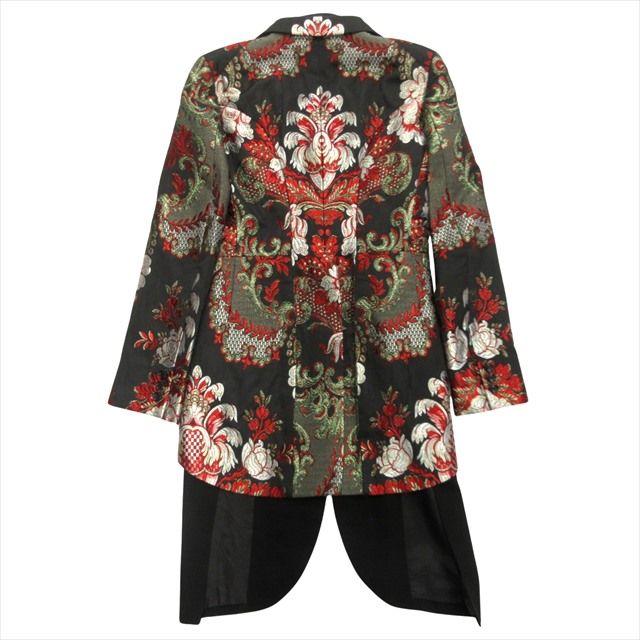 19aw コムデギャルソンオムプリュス COMME des GARCONS HOMME PLUS エンブロイダリー レイヤード モーニング ジャケット テーラード コート 燕尾 ランウェイ着用 XS 黒 ブラック×マルチ メンズ 11