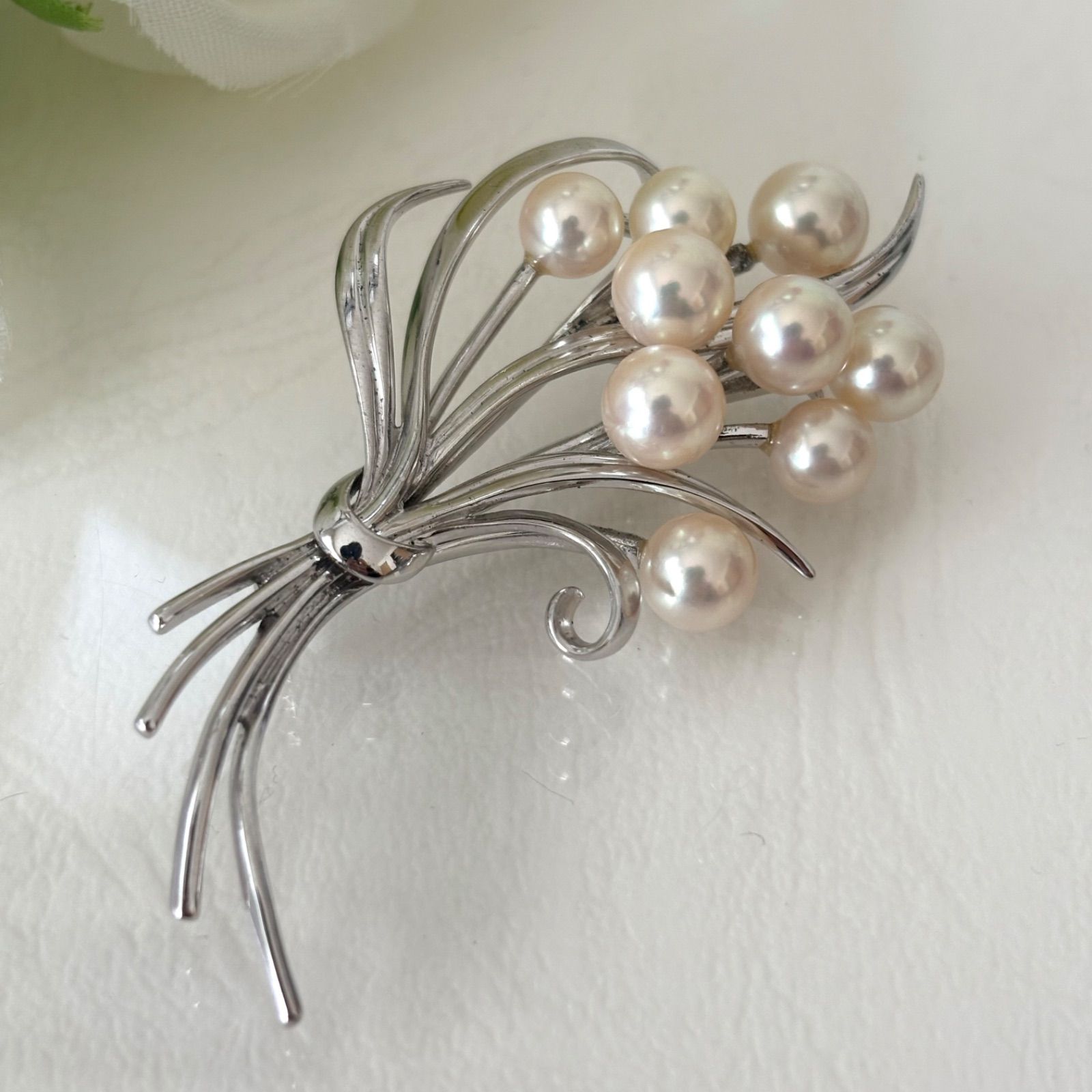 307 ミキモト シルバー パール ブローチ 花束