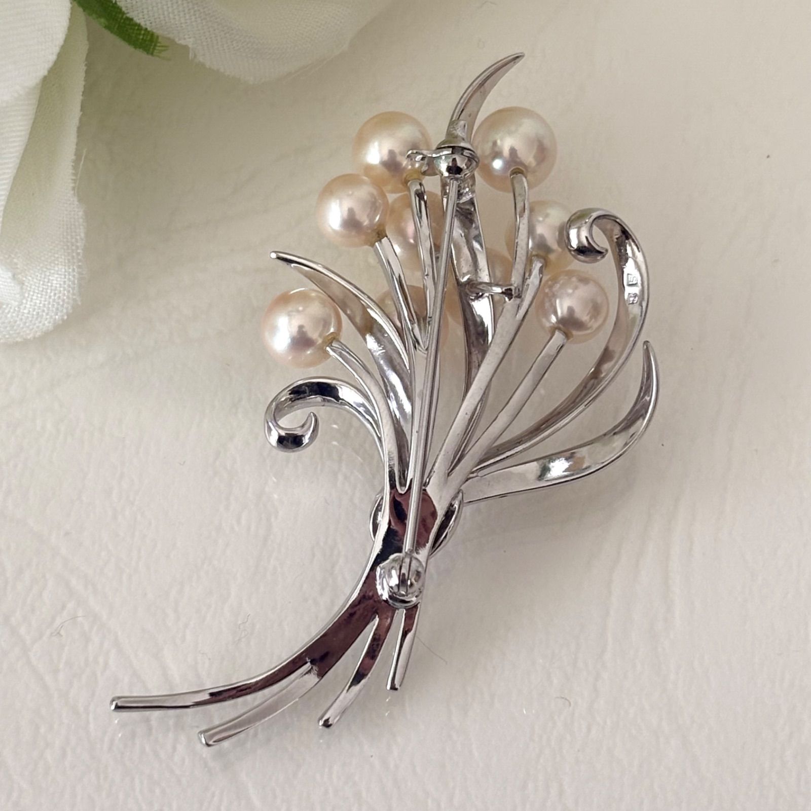 307【ミキモト】シルバー パール ブローチ 花束 - メルカリ