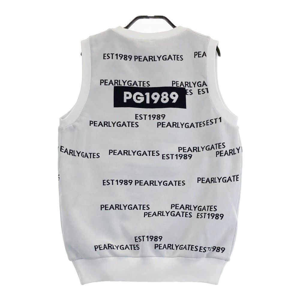 サイズ 1 PEARLY GATES パーリーゲイツ モデル リバーシブル ニットベスト ロゴ総柄 ホワイト系 ゴルフウェア レディース ストスト