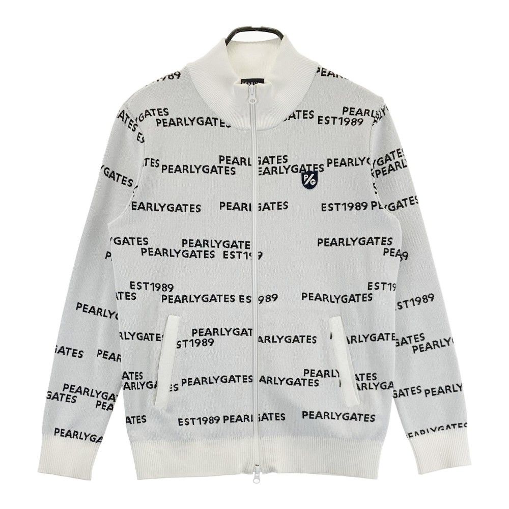 サイズ 4 PEARLY GATES パーリーゲイツ モデル ニット ジップジャケット ロゴ総柄 ホワイト系 240101553036 ゴルフウェア メンズ ストスト
