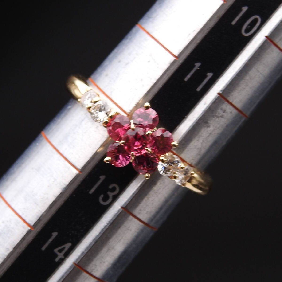 K 18 YG ルビー0 55 ct ダイヤ0 23 リング レディース 12号 正規素材 ️AAランク 上質ジュエリー ルビー ダイヤの輝きが華やか 感溢れるノーブランドデザインリング リング 指輪 アクセサリー レディース