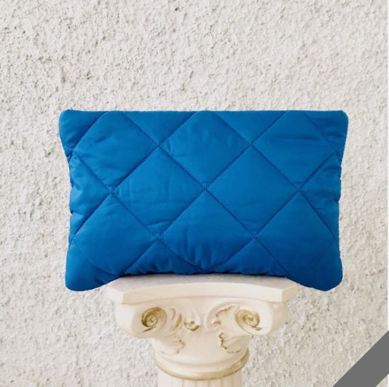 ザラ クラッチバッグ ラージ ブルー キルティング ポケット