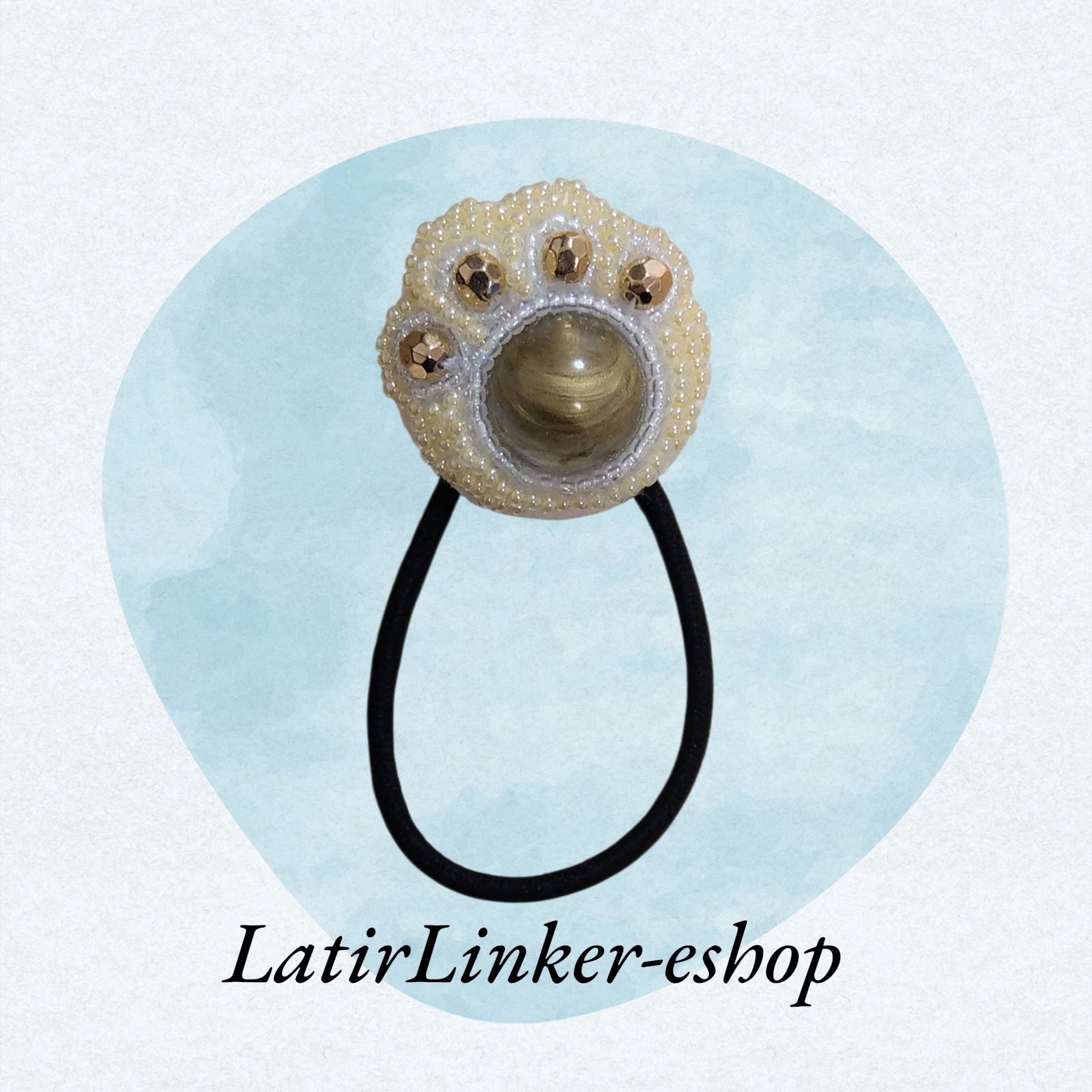 ハンドメイド アクセサリー A-19 ネコノテビーズ ベージュ ゴールド