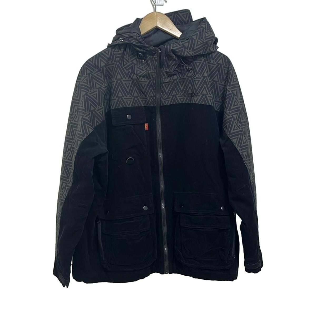 Indian インディアン ブルゾン サイズL メンズ - 黒×カーキ 長袖 コーデュロイ ジップアップ 中綿 冬